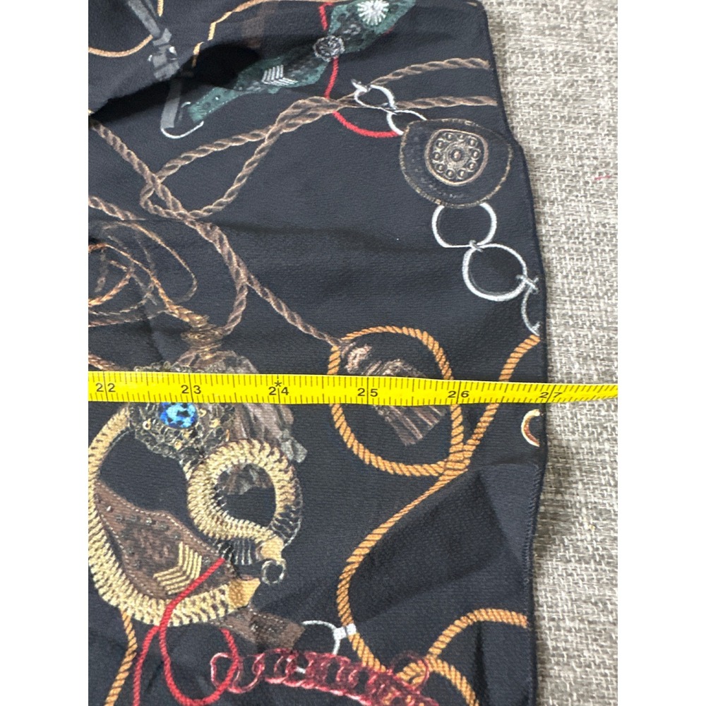 Drapers & Damons Womens Black Equestrian Chain Print V-Neck Blouse Size M - Picture 6 of 6